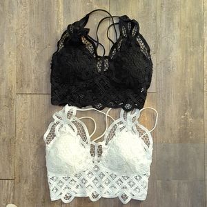 Lace Bralette Set Black and White Size Small